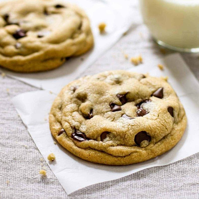 Chocolate chip cookies and a class of milk