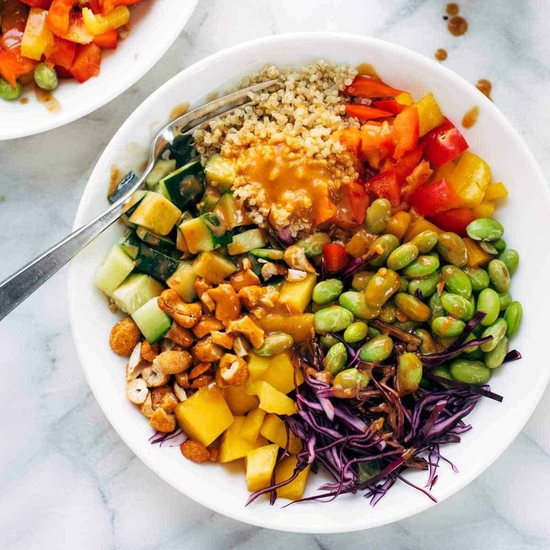 Quinoa crunch salad in bowls.