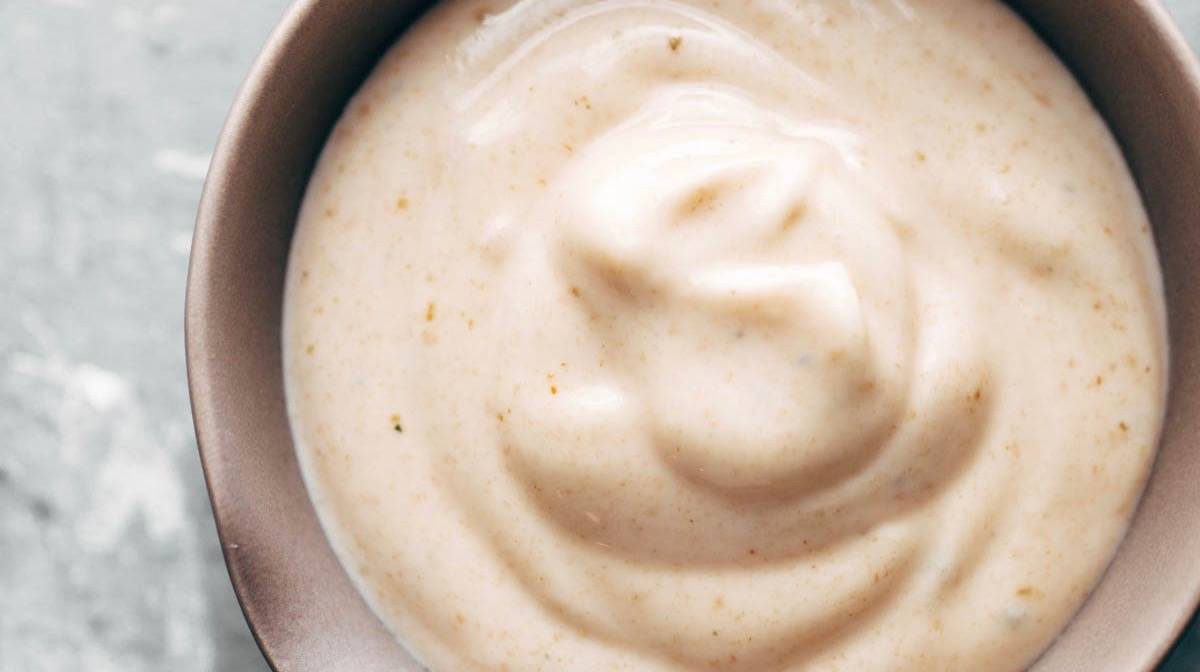 Yum Yum sauce in a bowl with steak.