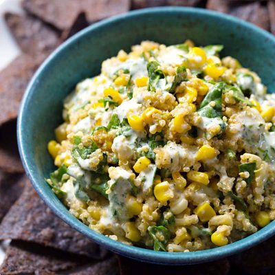 Jalapeño Quinoa Corn Dip in a bowl.